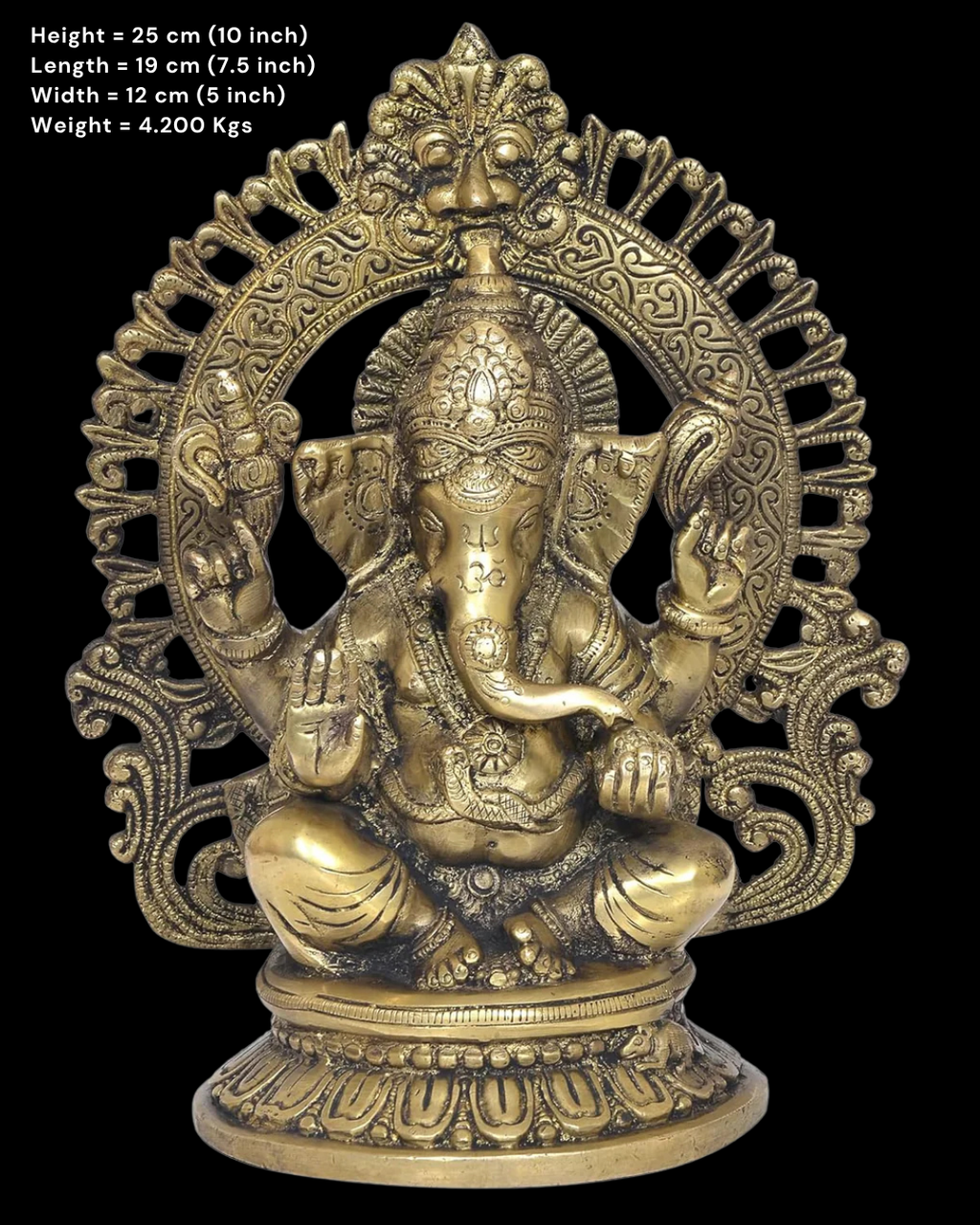 Maha Ganesha Brass Idol with Prabhavali