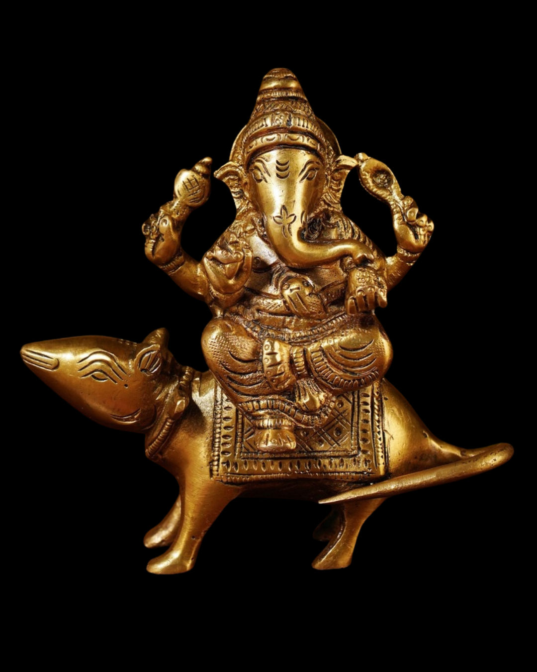 Mushika Vahana Ganesh Brass Idol