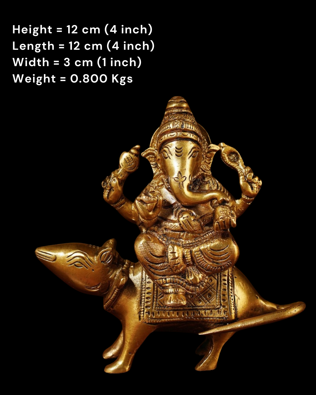 Mushika Vahana Ganesh Brass Idol