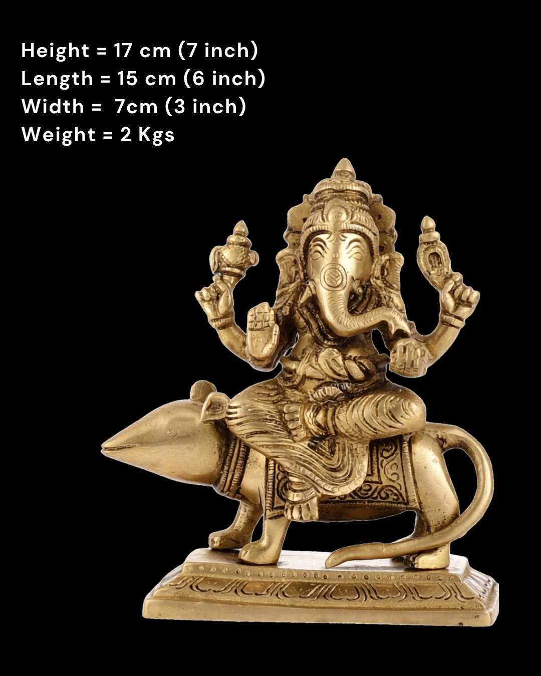 Mushika Vahana Ganesh Brass  Idol