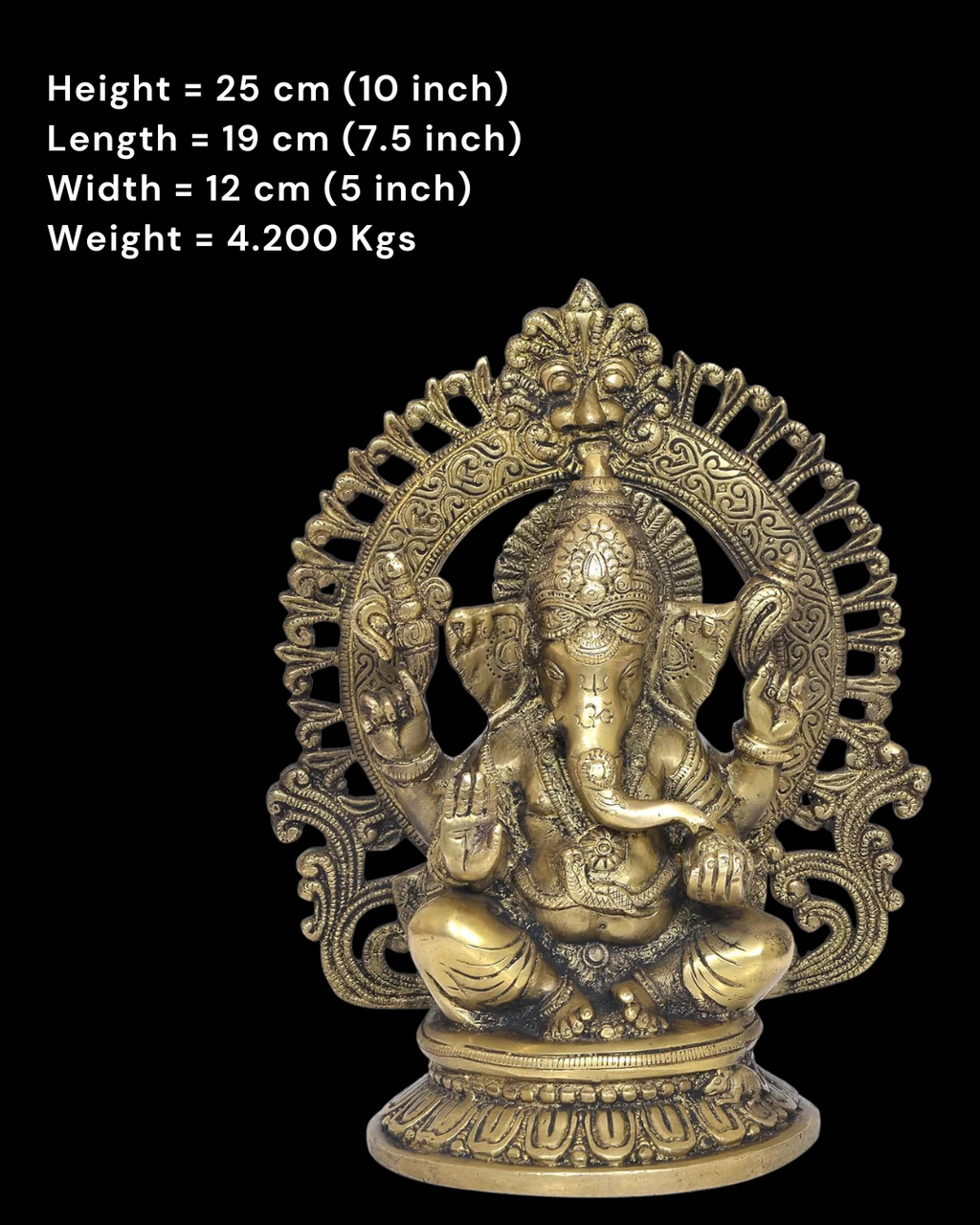 Maha Ganesha Brass Idol with Prabhavali