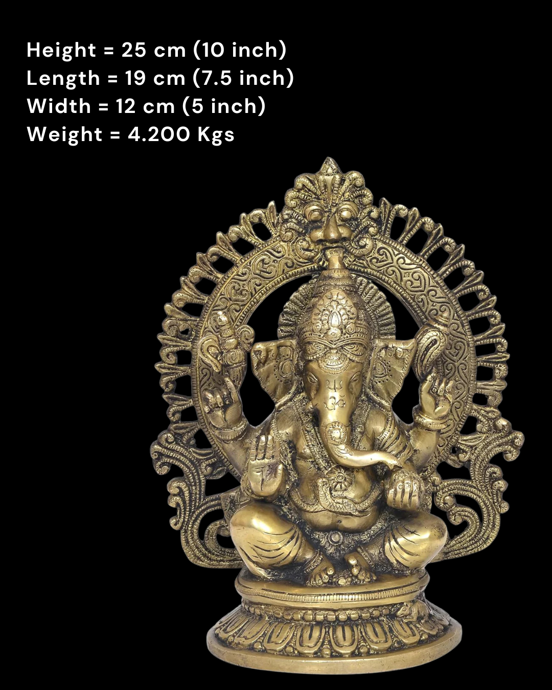 Maha Ganesha Brass Idol with Prabhavali