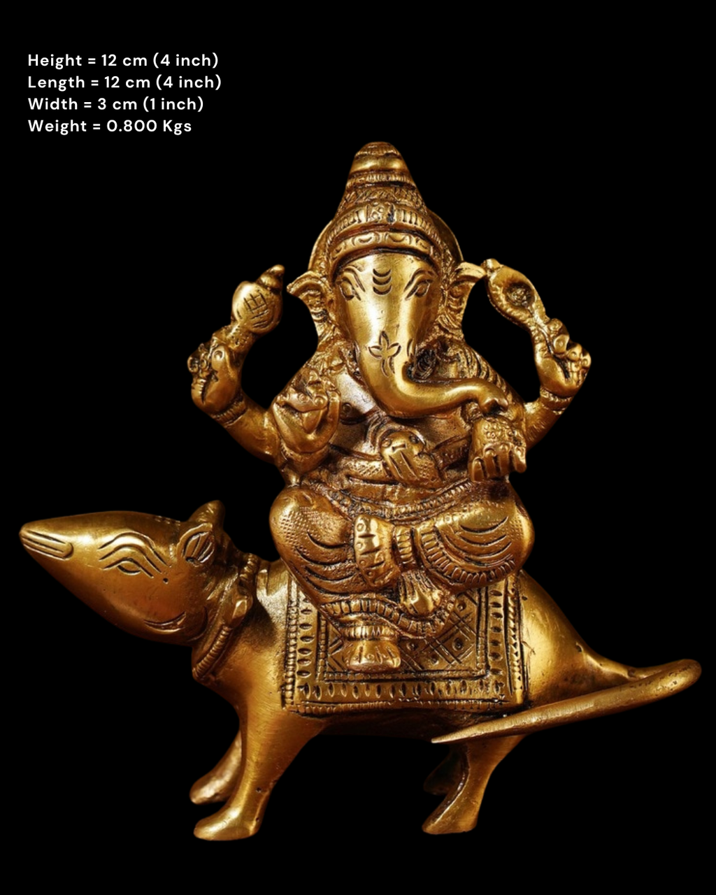 Mushika Vahana Ganesh Brass Idol
