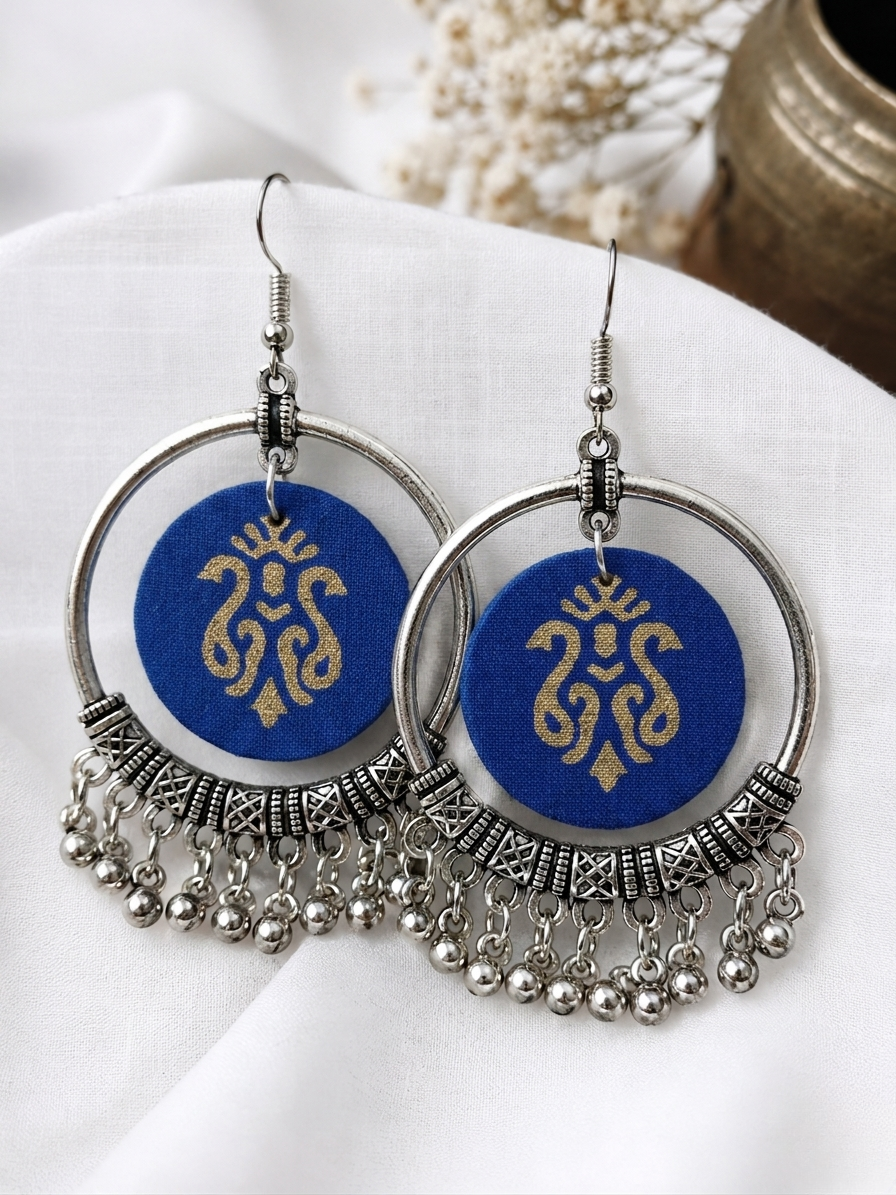 Royal Blue Motif Fabric Hoops