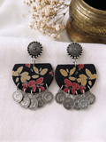 Black Floral Coin Half Rounds