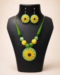 Sage Sunflower Necklace Set