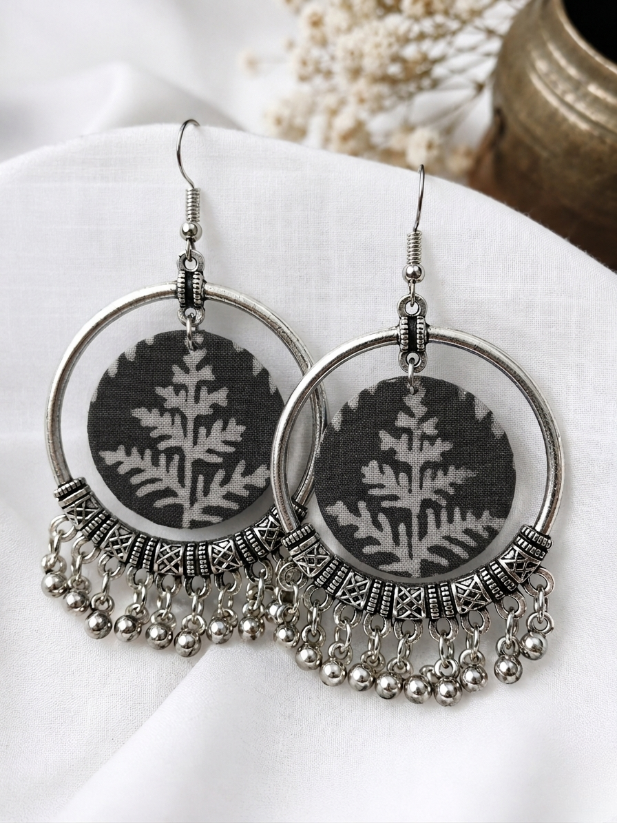 Black Palm Fabric Hoops