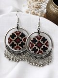 Maroon Aztec Fabric Hoops