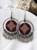 Wine Diamond Fabric Hoops