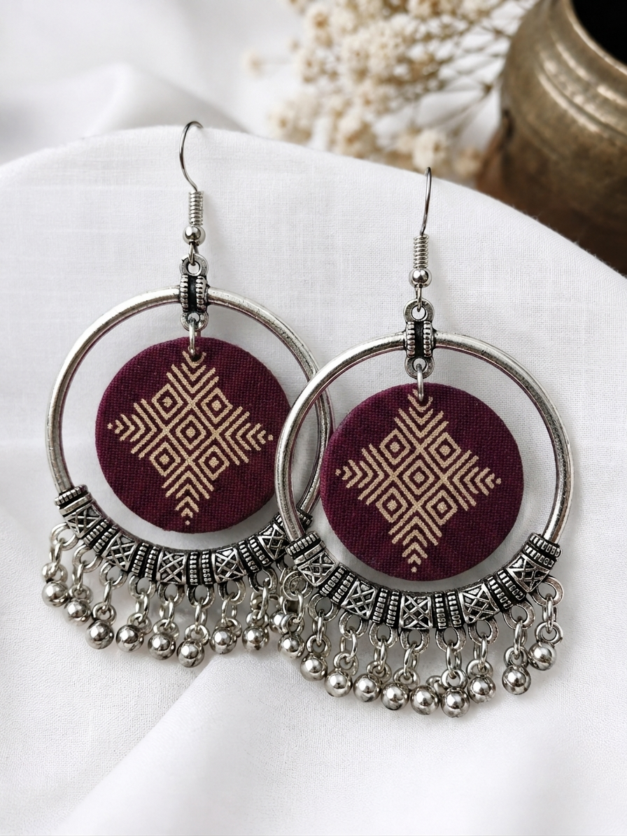 Wine Diamond Fabric Hoops