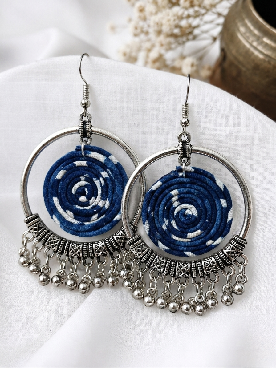 Cobalt Mix Spiral Fabric Hoops