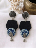 Black Spiral Drop Pentagons – Indigo