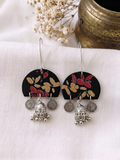 Black Floral Jhumka Half Rounds