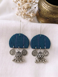 Teal Stripe Jhumka Half Rounds