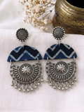 Indigo Zigzag Half Rounds