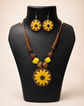 Brown Sunflower Necklace Set