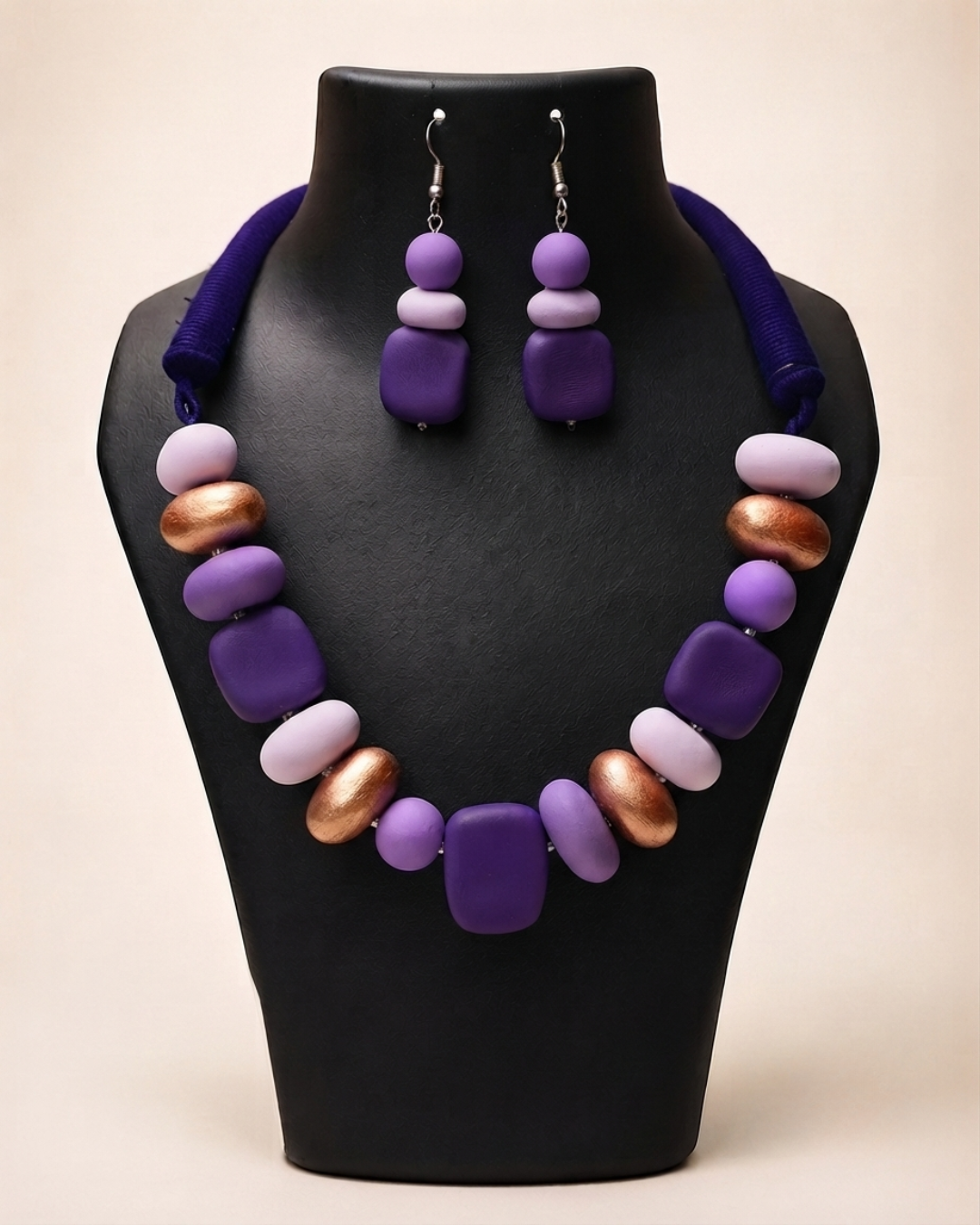 Plum Bead Necklace Set