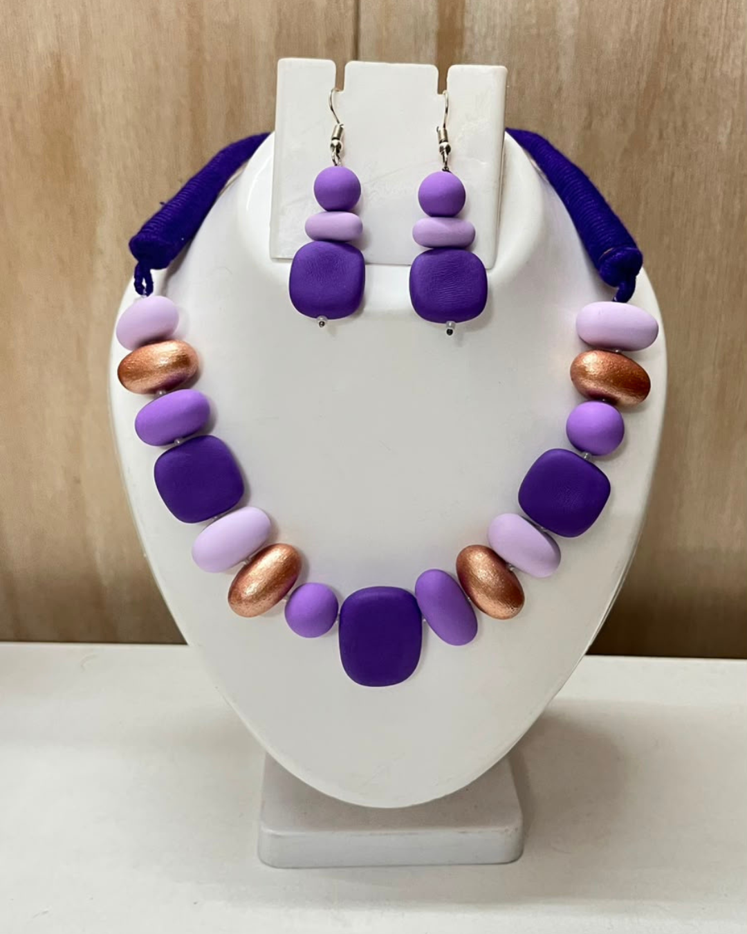 Plum Bead Necklace Set