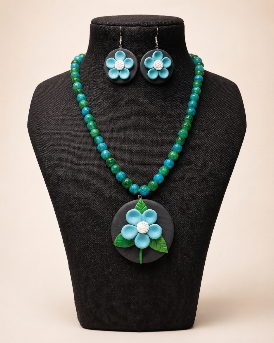 Turquoise Flower Medallion Necklace Set