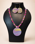 Lilac Swirl Disc Necklace Set