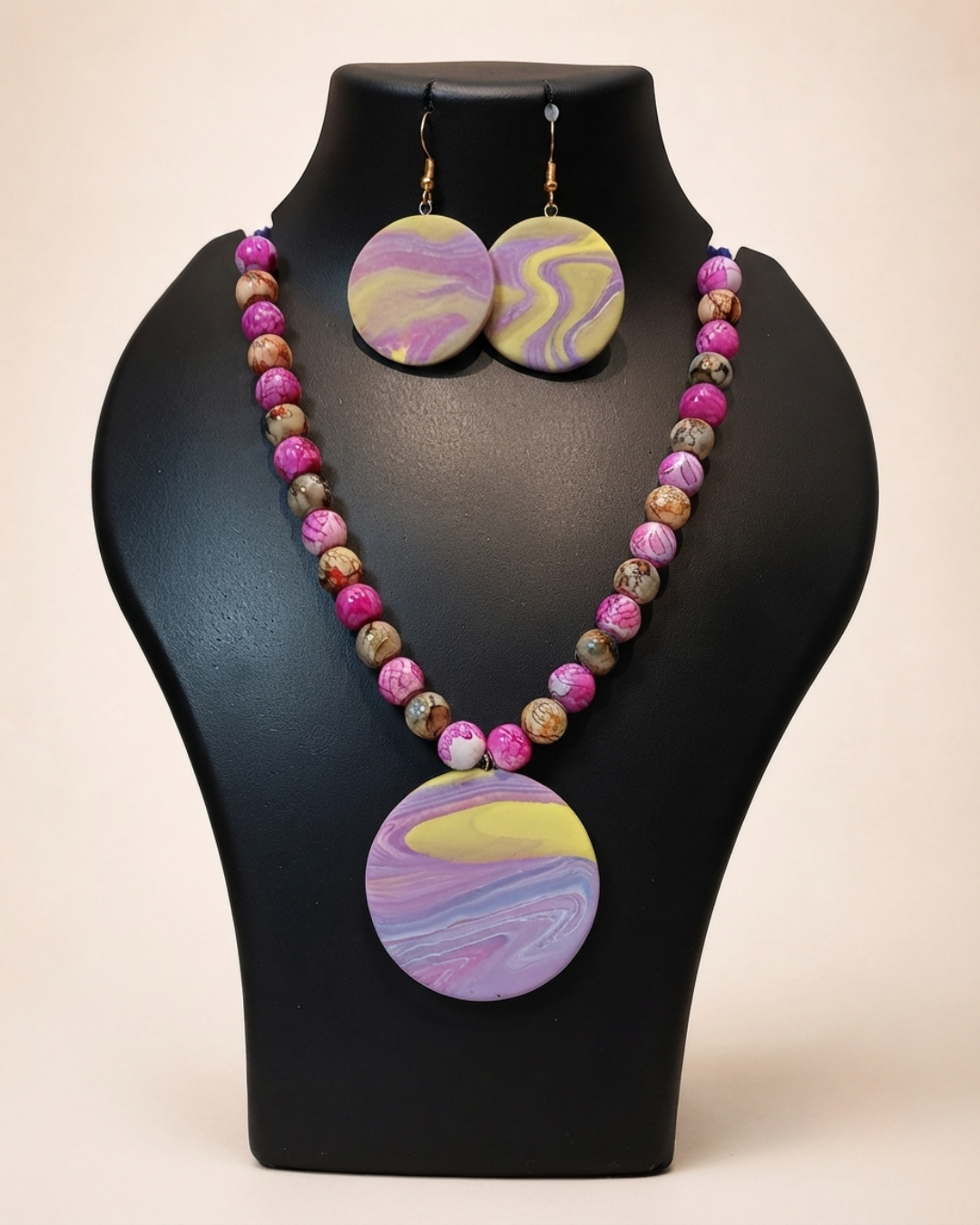 Lilac Swirl Disc Necklace Set