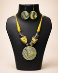 Olive Swirl Disc Necklace Set
