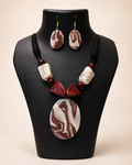 Mocha Swirl Oval Necklace Set