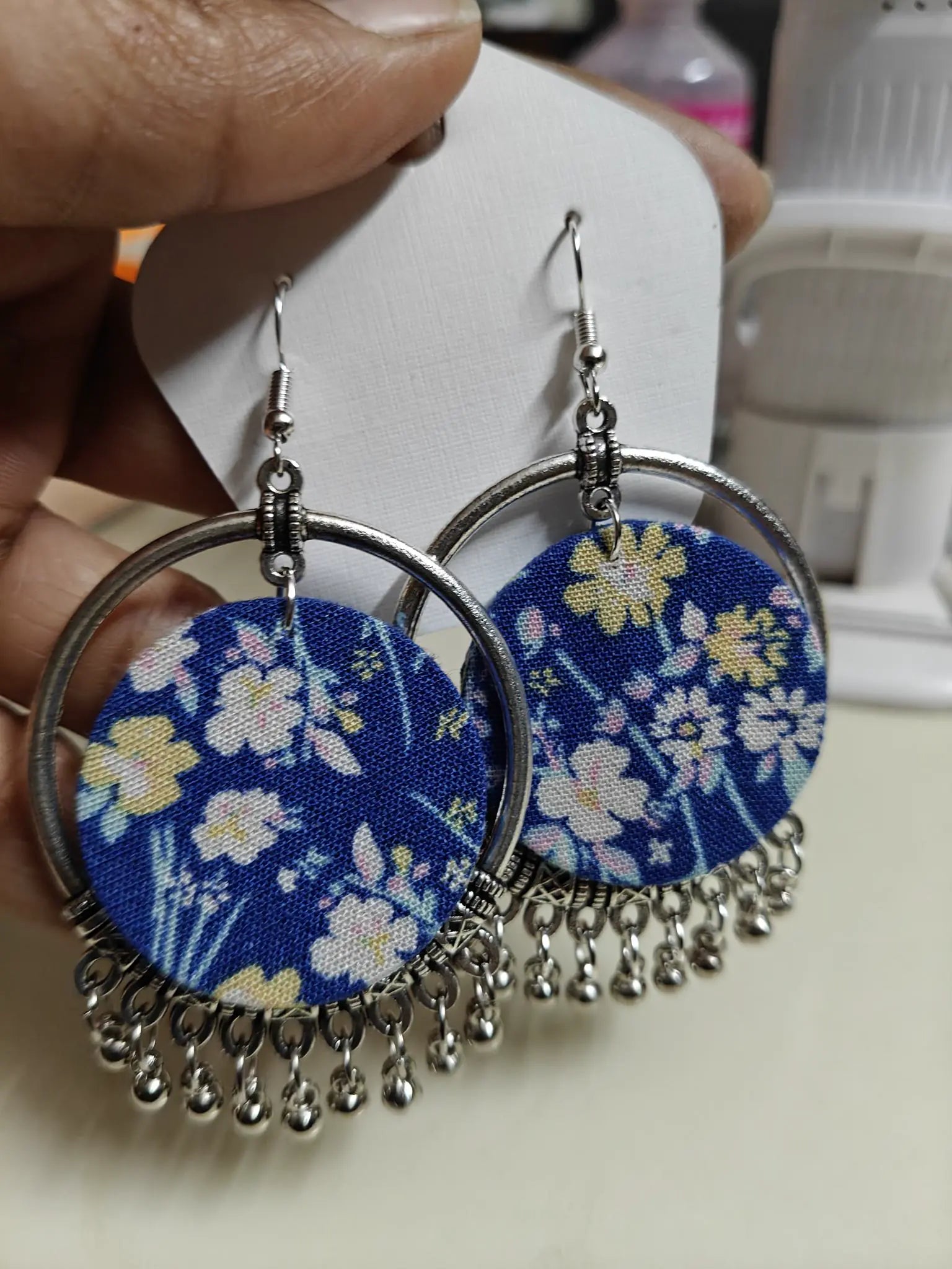 Blue Yellow Floral Fabric Hoops