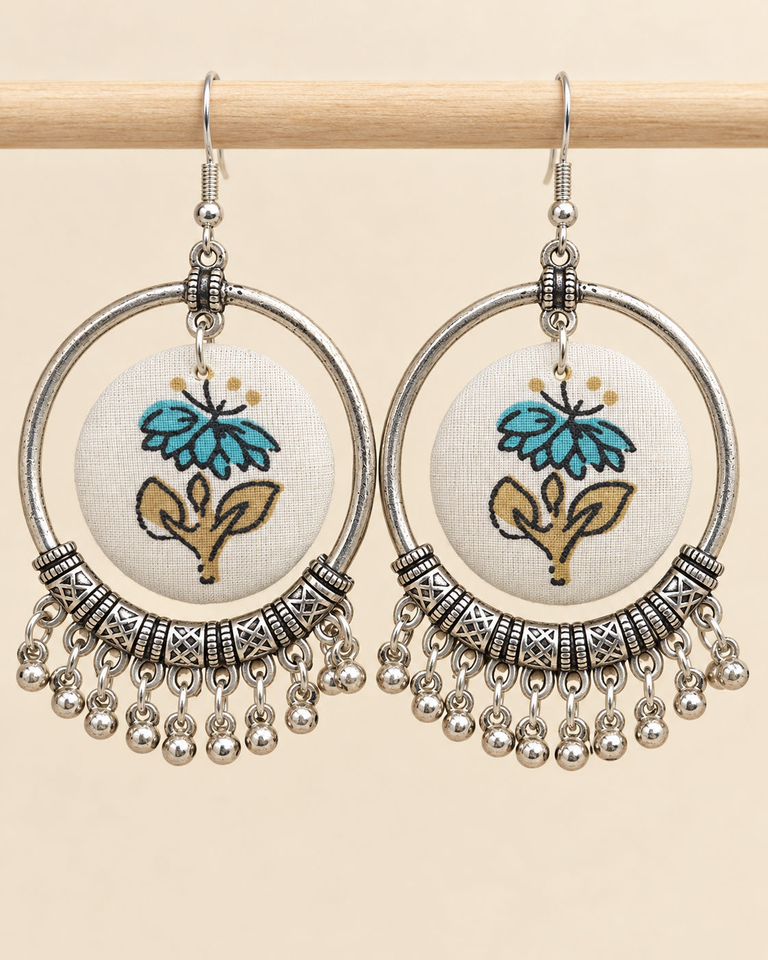 Ivory Floral Fabric Hoops