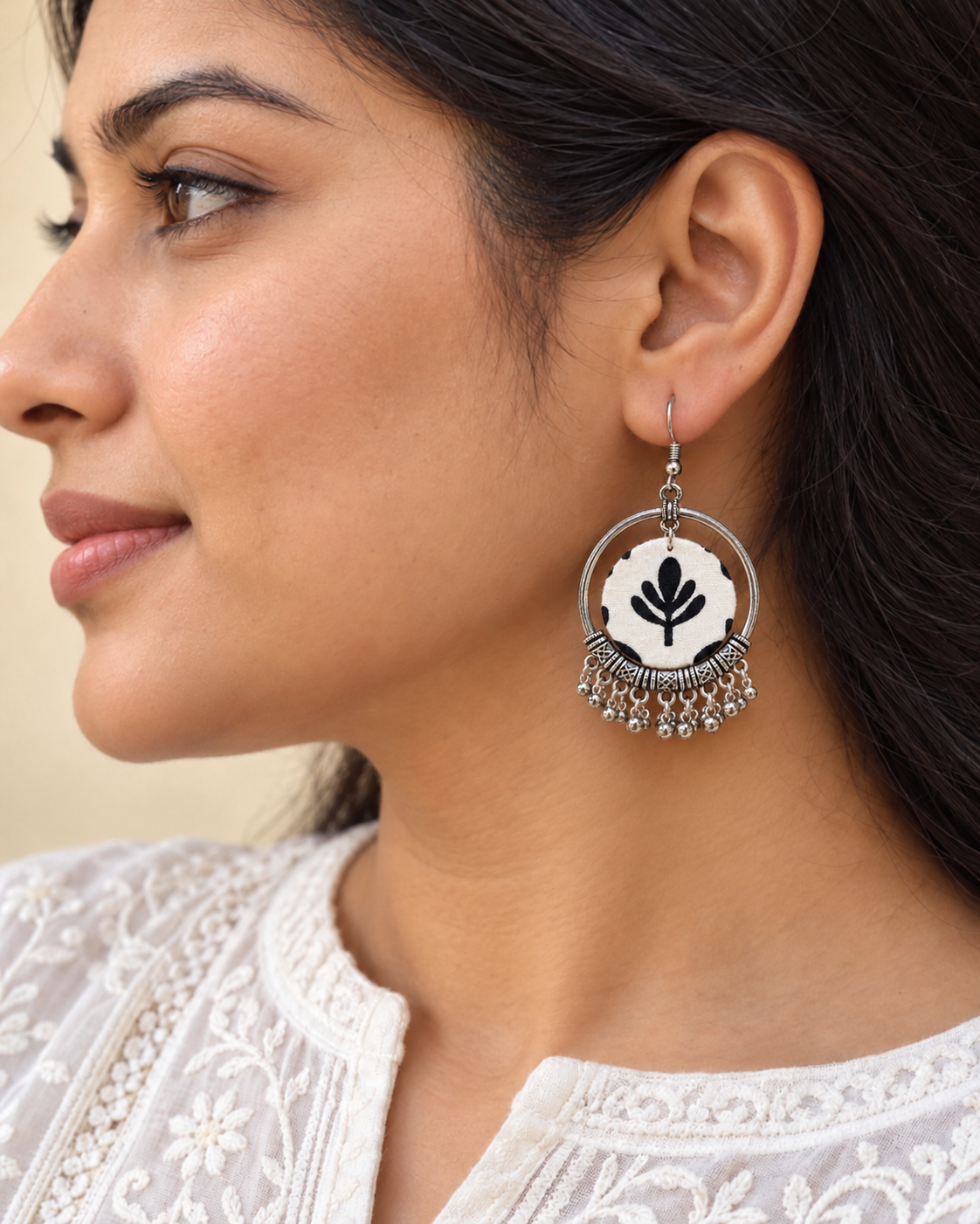 Ivory Leaf Hoops