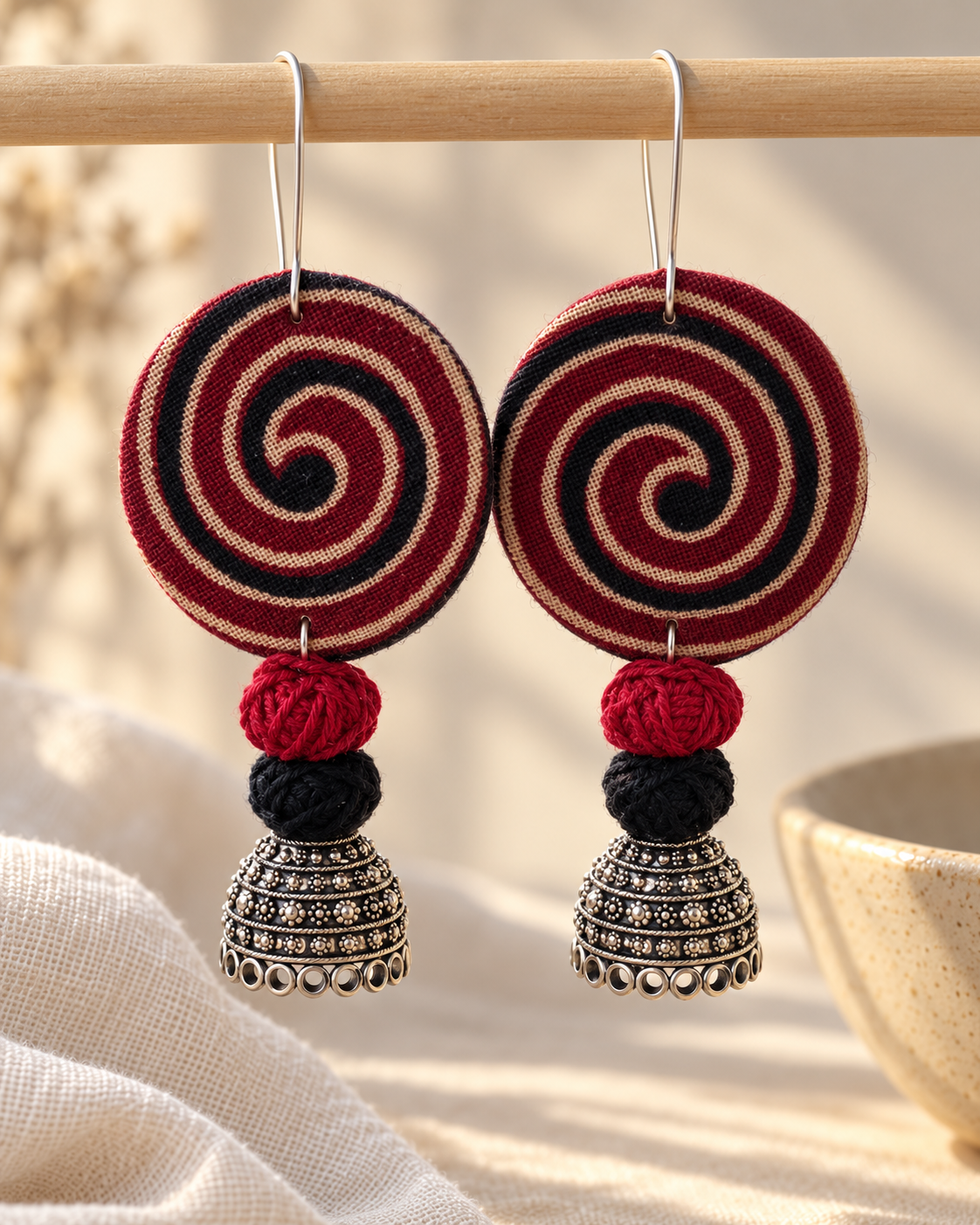 Crimson Spiral Earrings