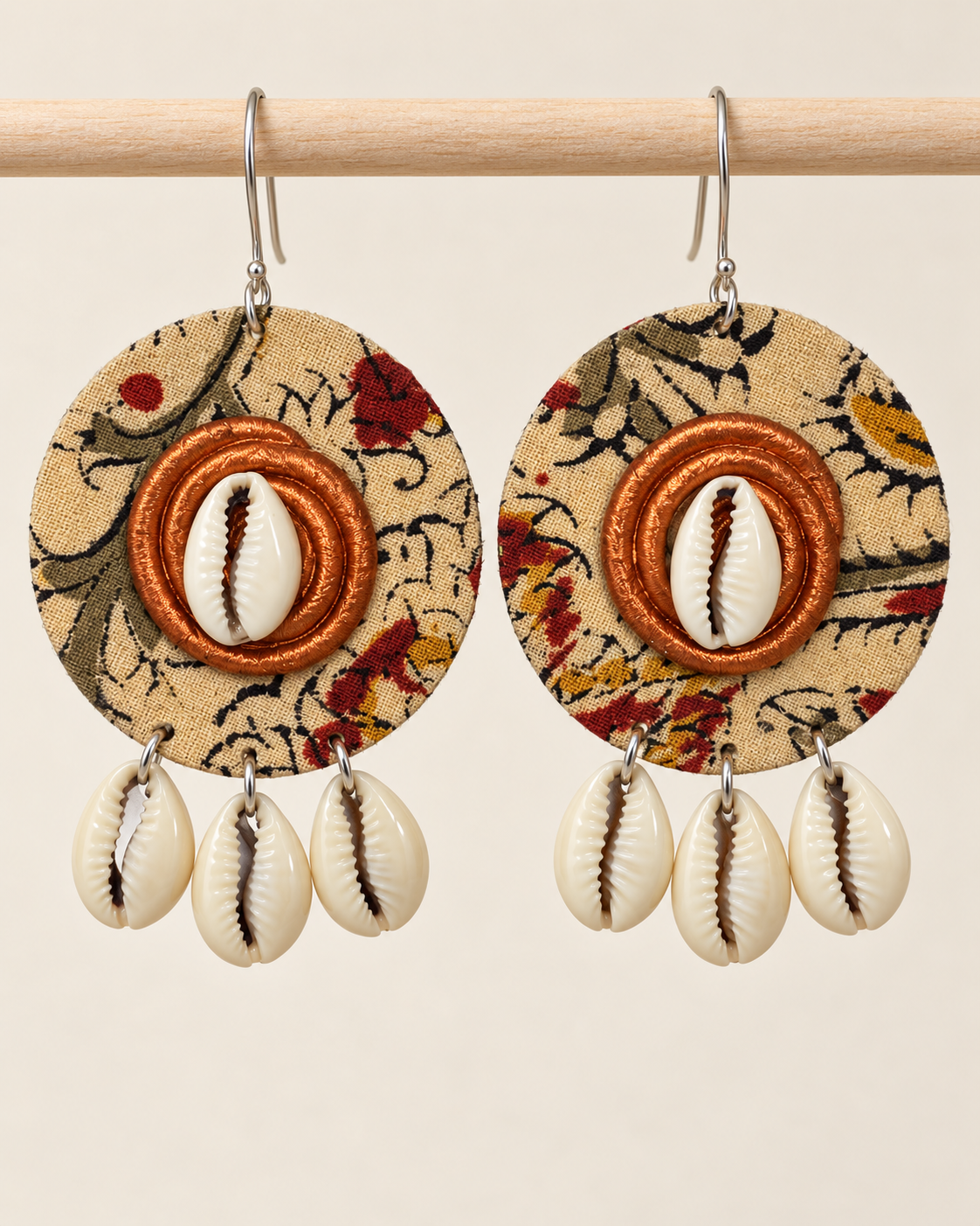 Cowrie Kalamkari Earrings