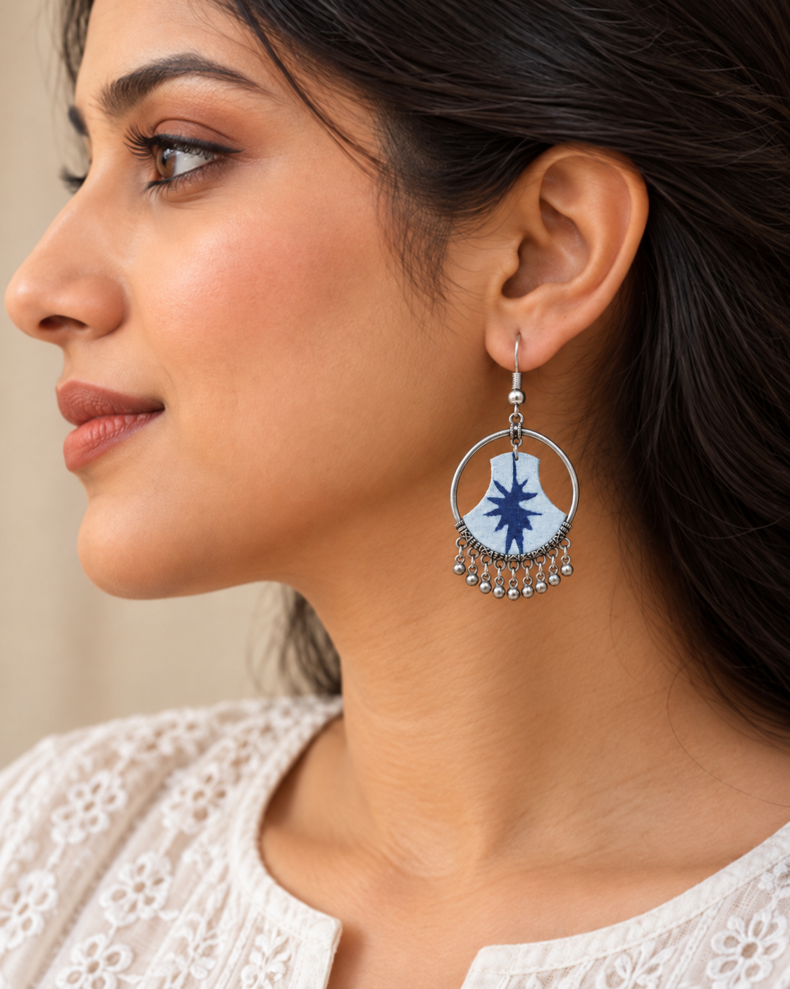 Indigo Leaf Hoops