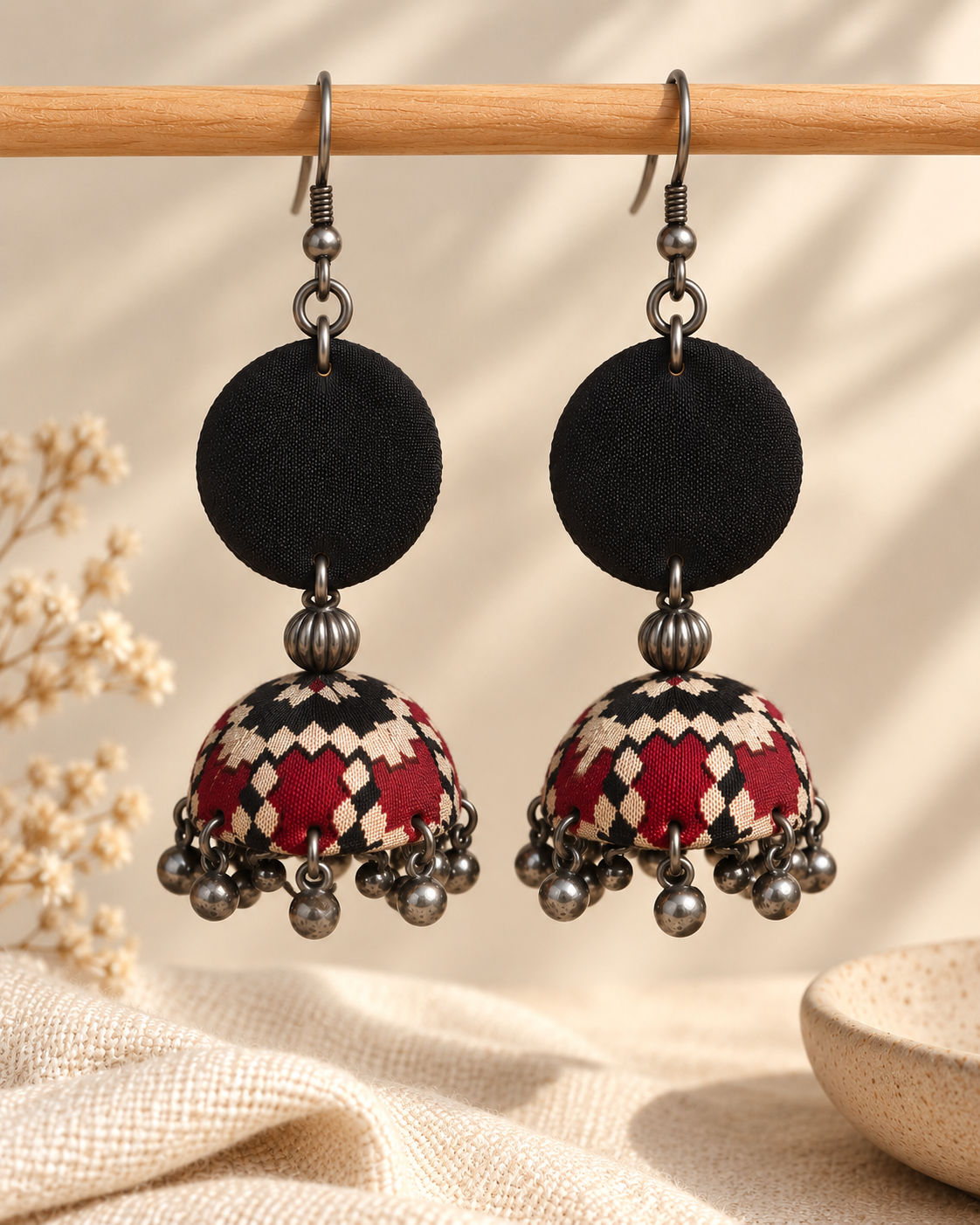 Crimson Zig Jhumka