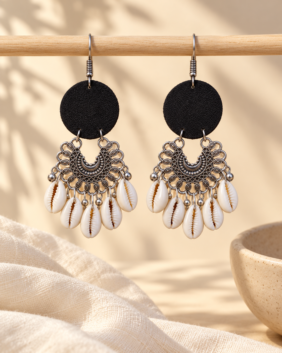 Noir Cowrie Earrings