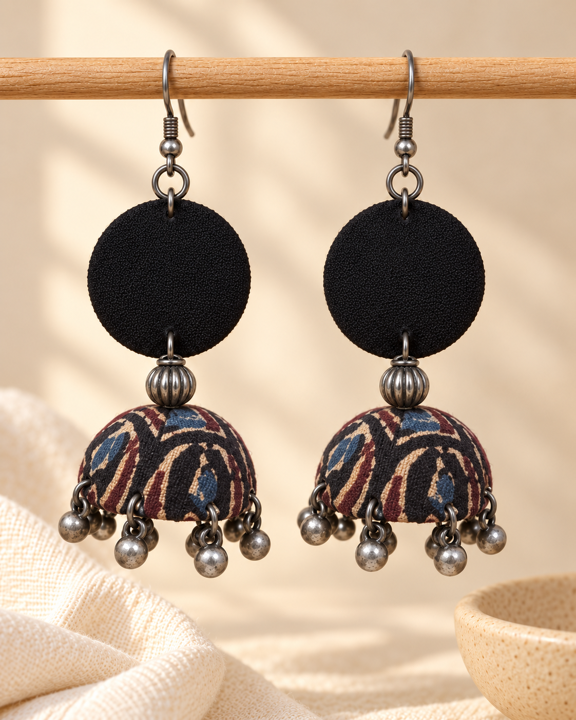 Midnight Ajrakh Jhumka