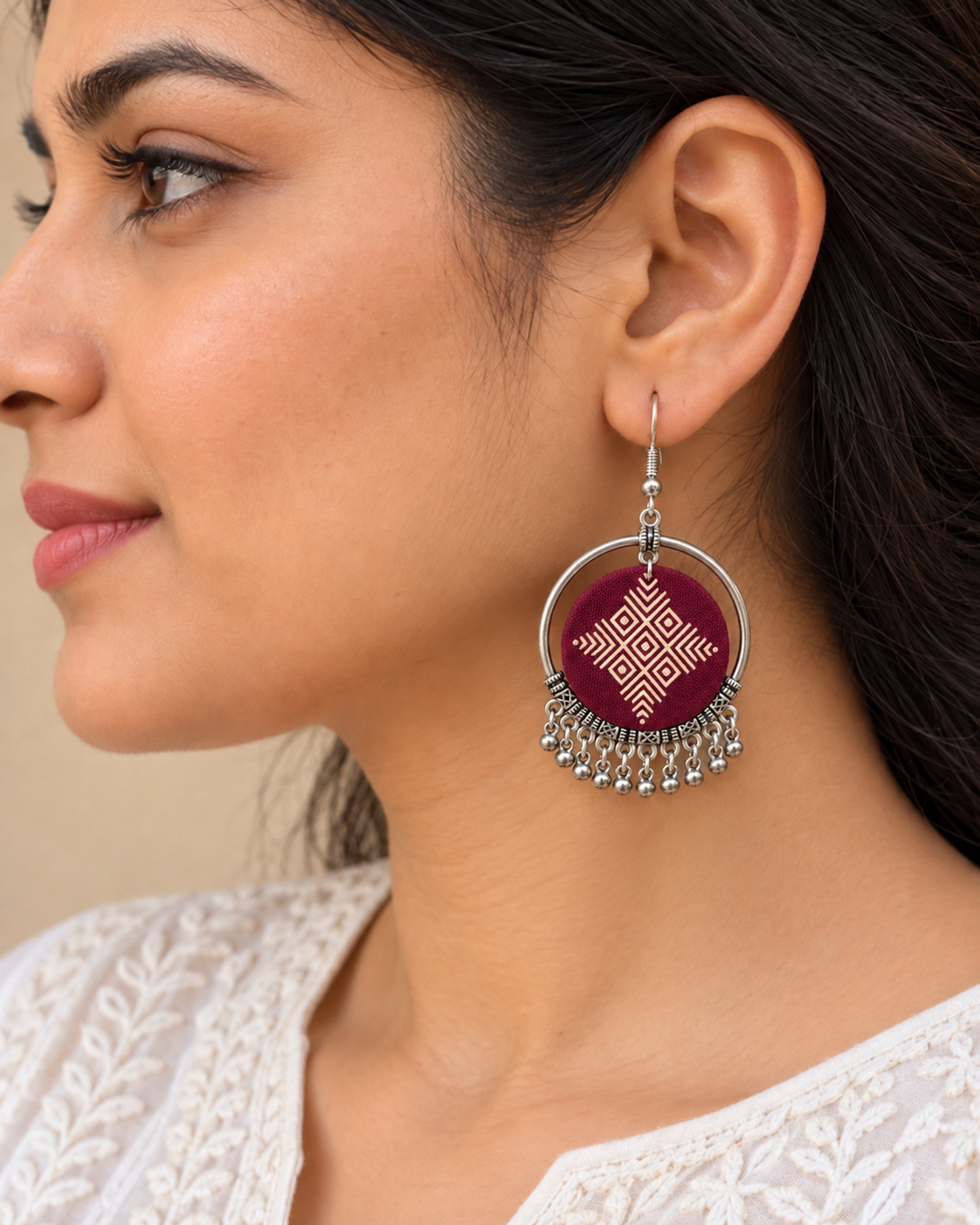 Maroon Geo Hoops