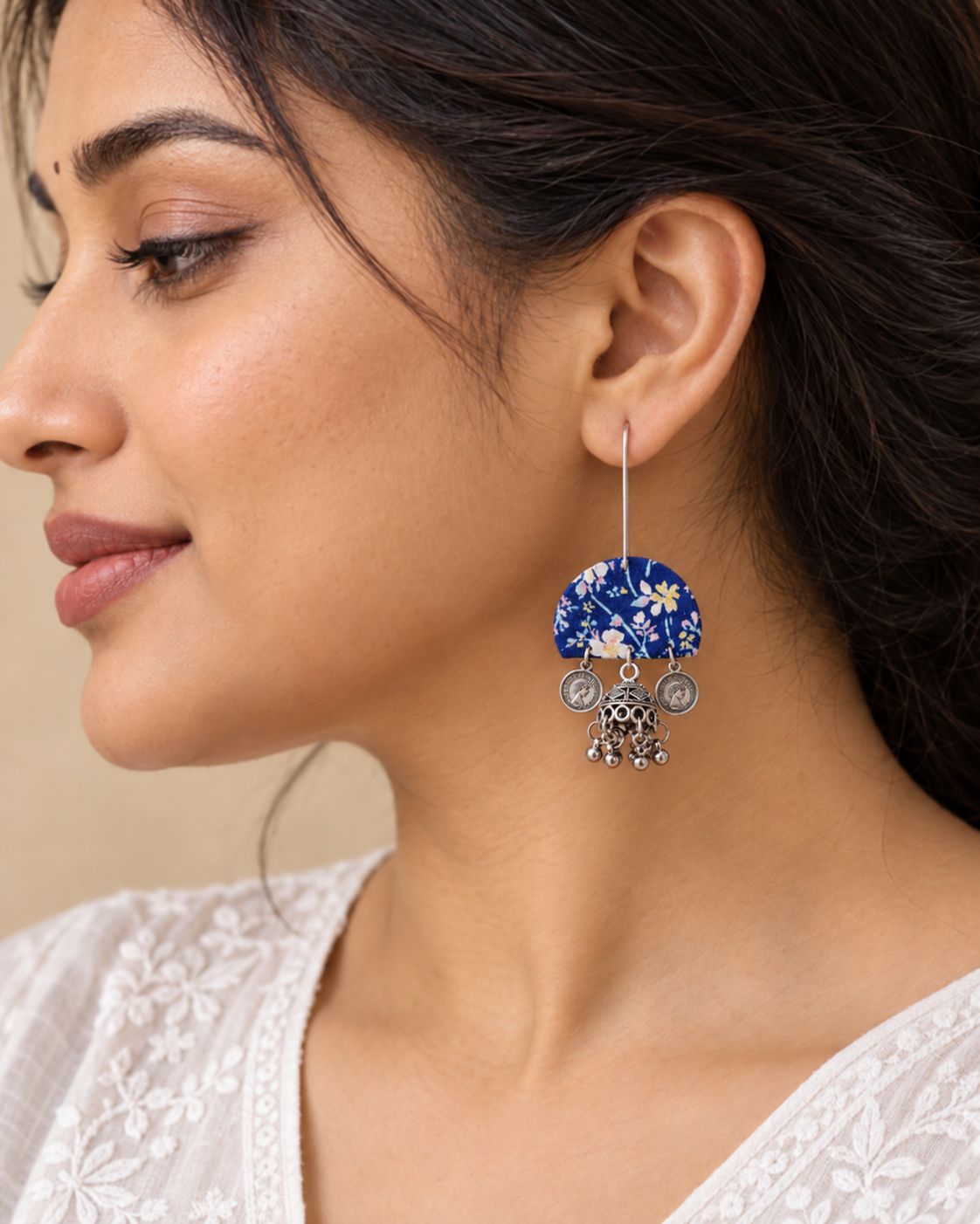 Indigo Blossom Jhumka