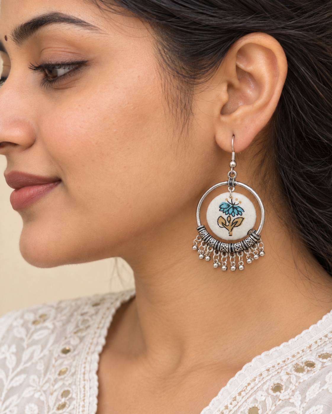 Ivory Floral Fabric Hoops