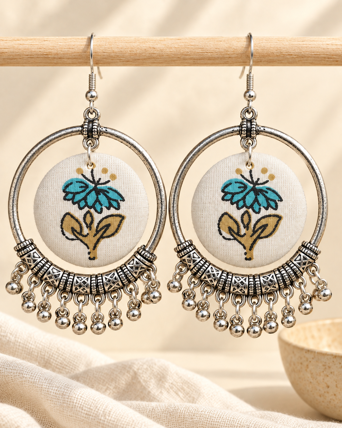 Ivory Floral Fabric Hoops