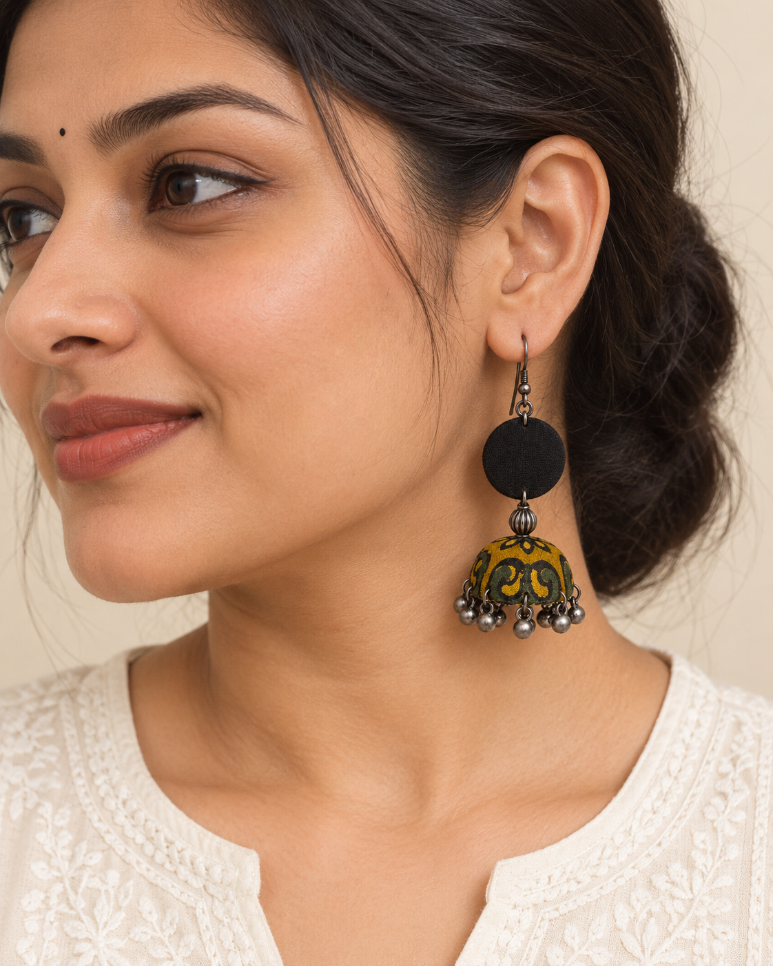 Mustard Paisley Jhumka