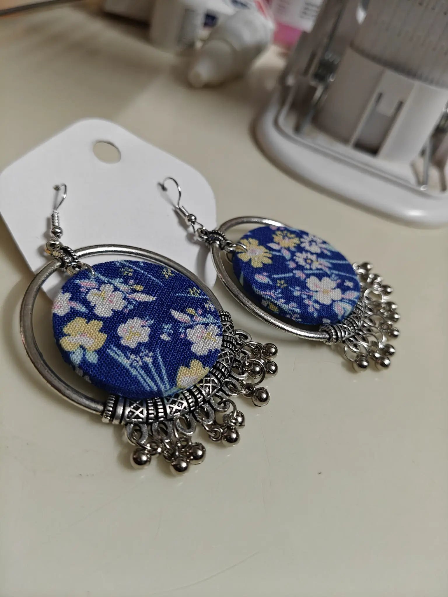 Blue Yellow Floral Fabric Hoops