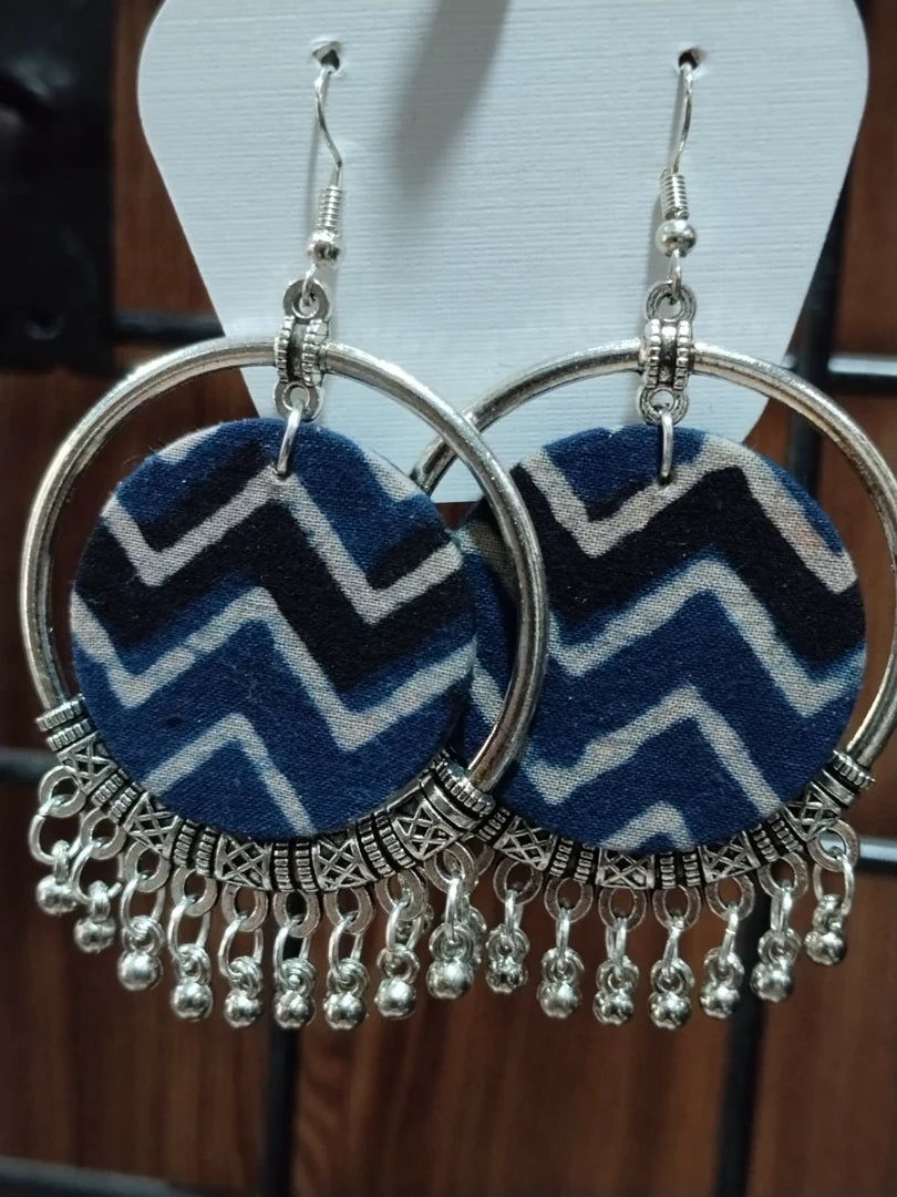 Indigo Zigzag Fabric Hoops