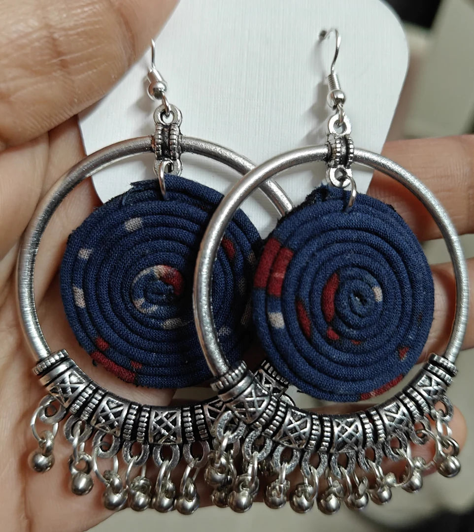 Indigo Mix Spiral Fabric Hoops