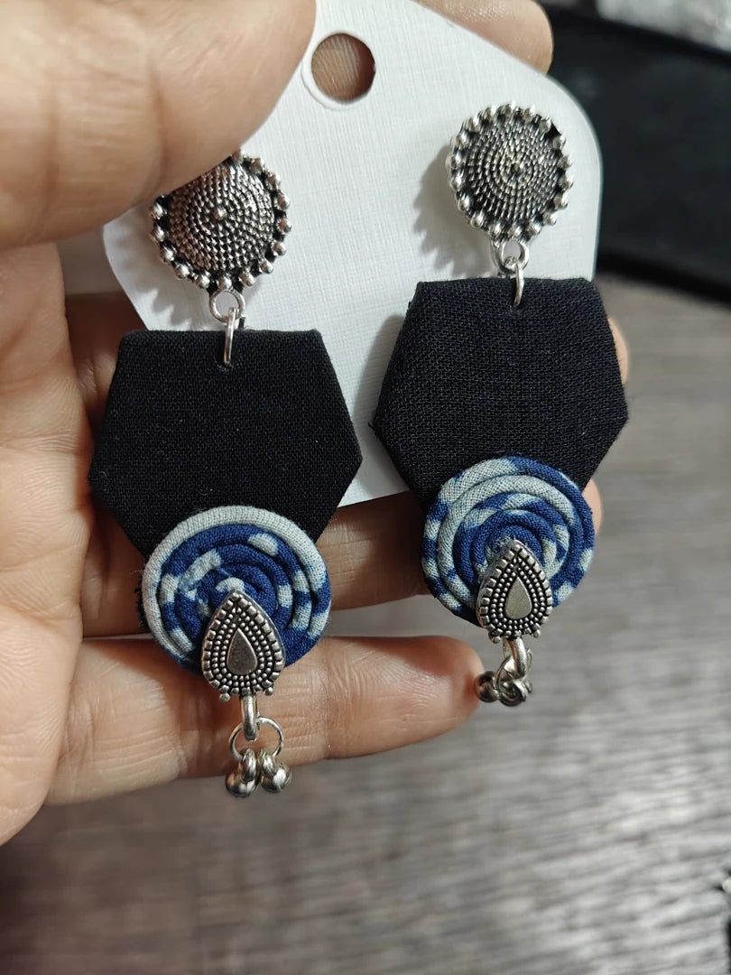 Black Spiral Drop Pentagons – Indigo