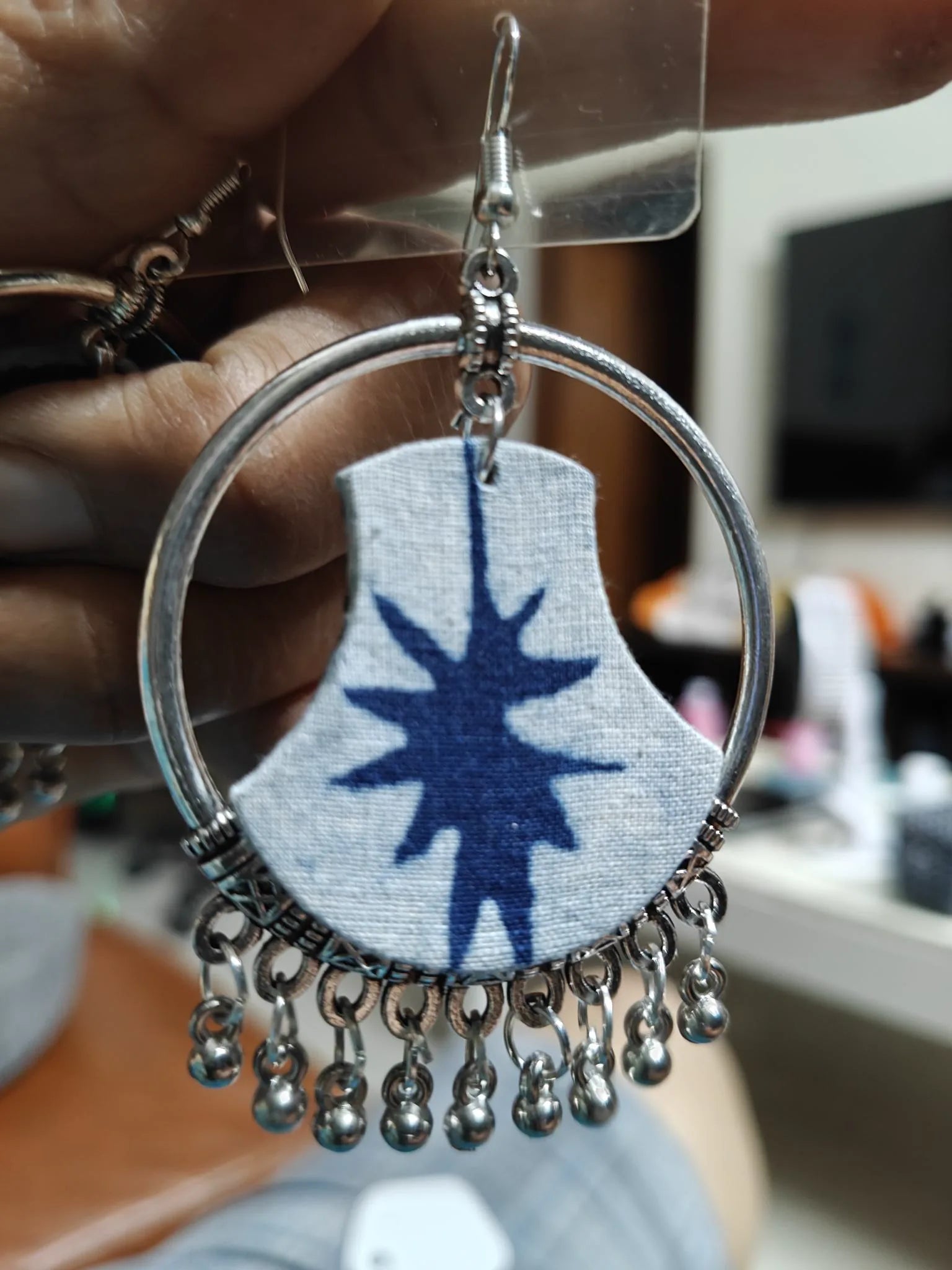 White Blue Fabric Hoops