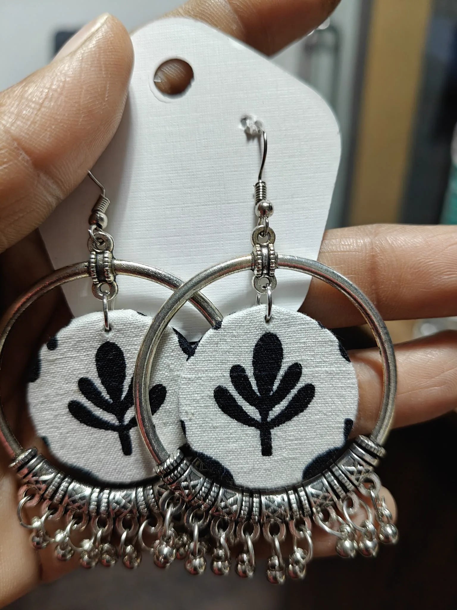 White Palm Fabric Hoops